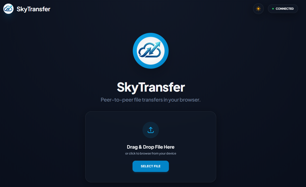 SkyTransfer P2P file transfers in your browser.
